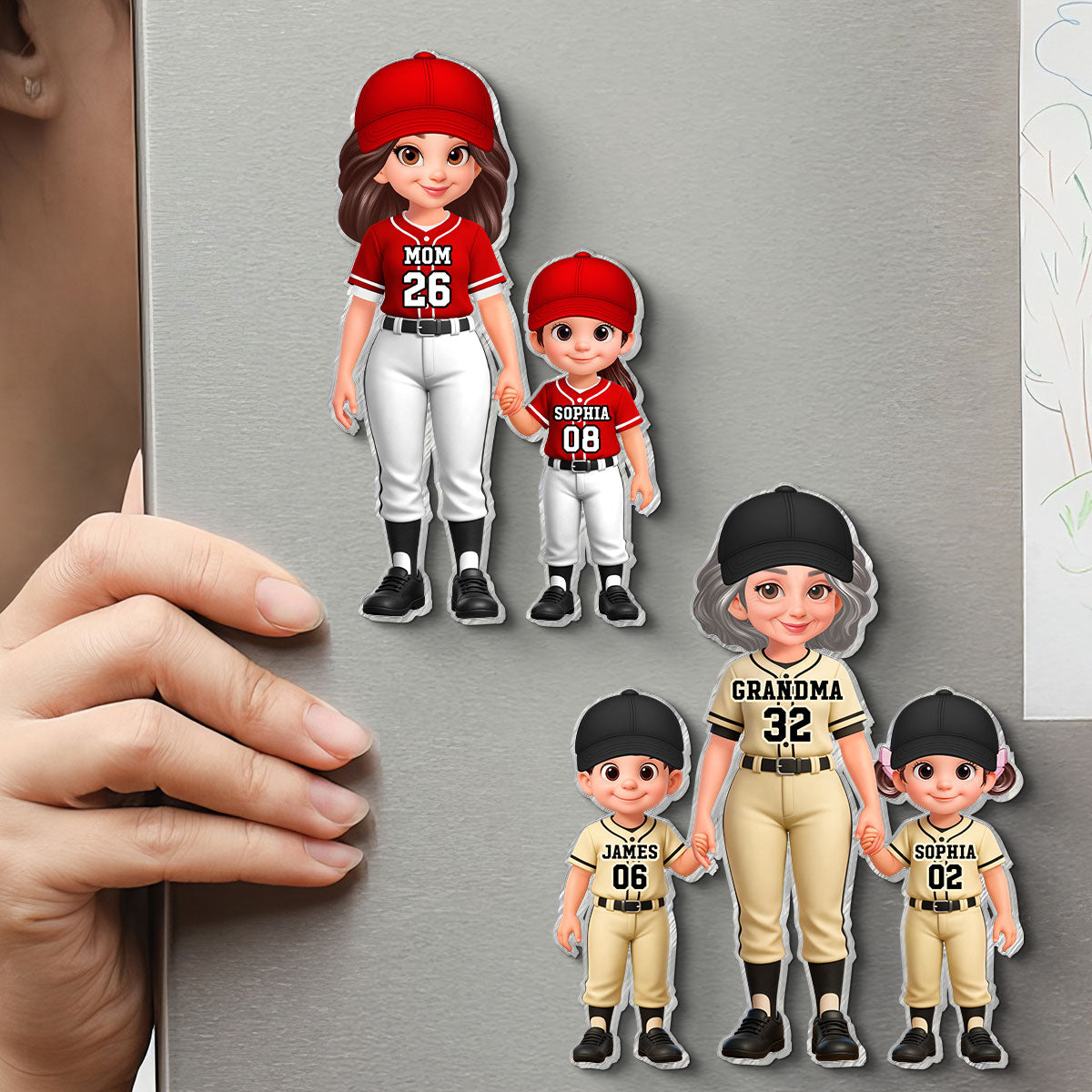 Baseball My Favorite Players Call Me Grandma Mom - Personalized Acrylic Fridge Magnet - Mother's Day Gift For Grandma, Mom